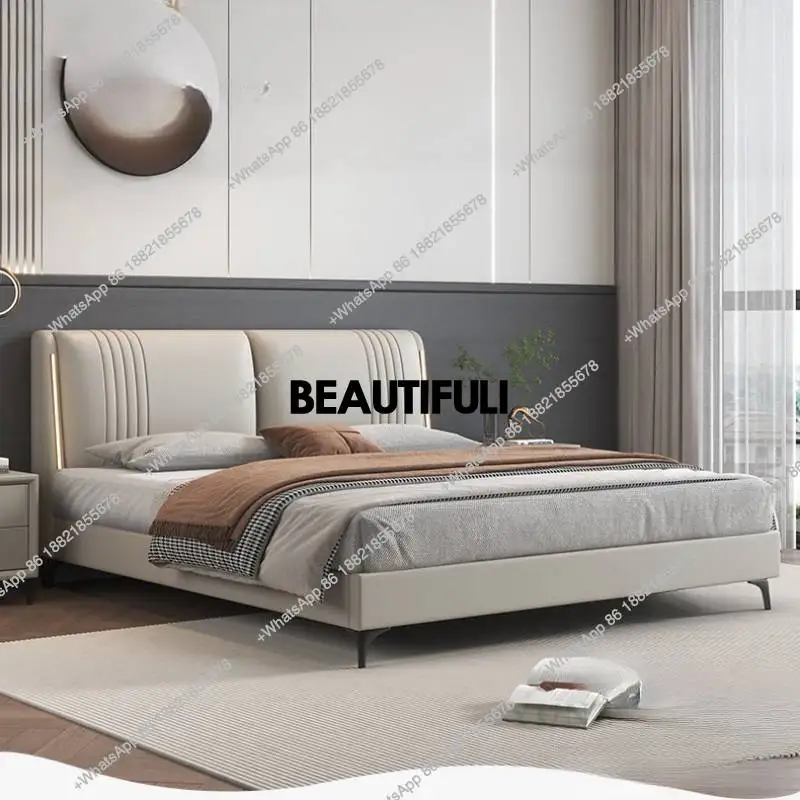 

Base Bedroom Double Bed Waterproof Princess Large Floor Platform Double Bed Headboards Wooden Modern Cama Kingsize Furniture