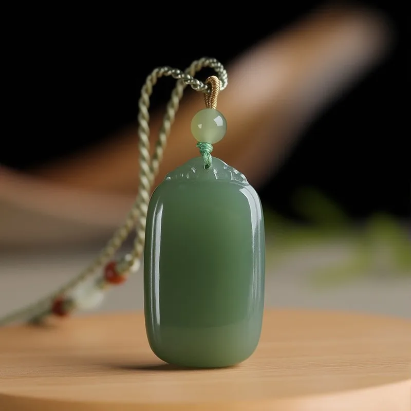 Natural Hetian Jade Wushai Pendant Braided Rope Necklace for Women 2026 Minimalist Clavicle Chain Gifts