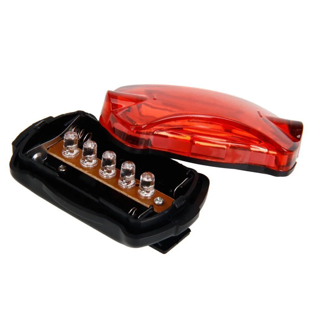 1PC Bicycle Taillight 5 LED Bike Front Rear Light Mountain Riding MTB Night Safety Cycling Red Warning Lamps Use 2*AAA Batteries