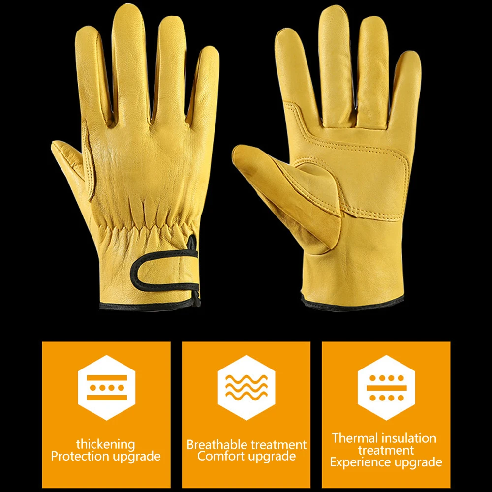 Work Gloves Leather Workers Work Welding Safety Protection Garden Sports Motorcycle Driver Wear-resistant Gloves Riding Gloves