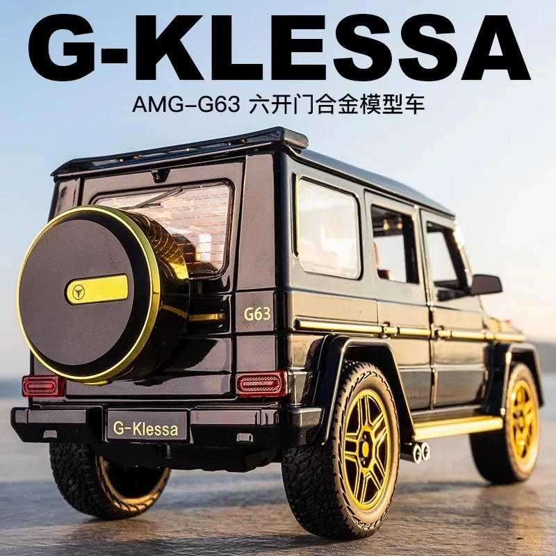 Coche todoterreno de simulación de AMG-G63, vehículo de aleación, 1:24, modelo de coche grande G, seis puertas de simulación de juguete, adornos acústicos