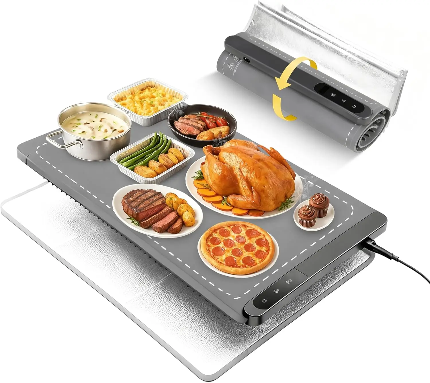 

Large Food Warming Mat 500W 24'x16' with Insulation Pad for Countertop, Chafing Dishes for Buffet, Food Warmers for Parties