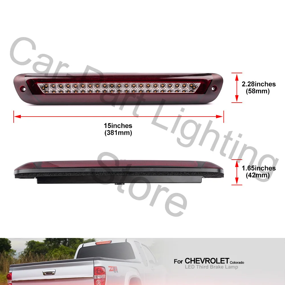 For Chevrolet Colorado GMC Canyon 2004-2012 Red LED hola High Mount Third Brake Light 3rd Rear Stop Lamp cargo Lights