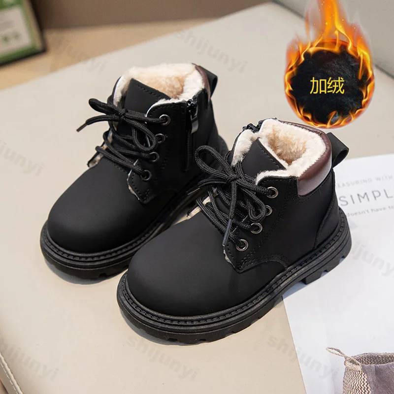 

Children Ankle Boots 2025 Winter Girl Boy Soft-sole Non-slip Short Boots Kids Outdoor Comfort Warm Plush Cold-proof Cotton Boots