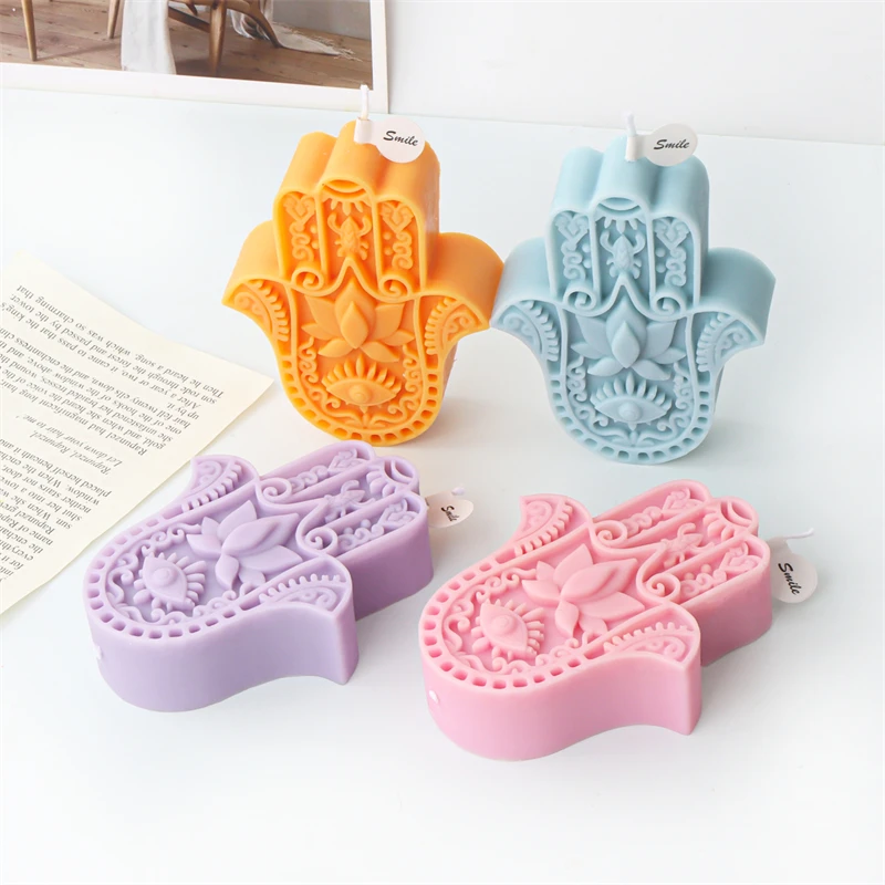 1pc DIY Silicone Candle Mold, Hamsa Hand Shaped Silicone Mould For Soap Resin, Candle Making Supplies Tool