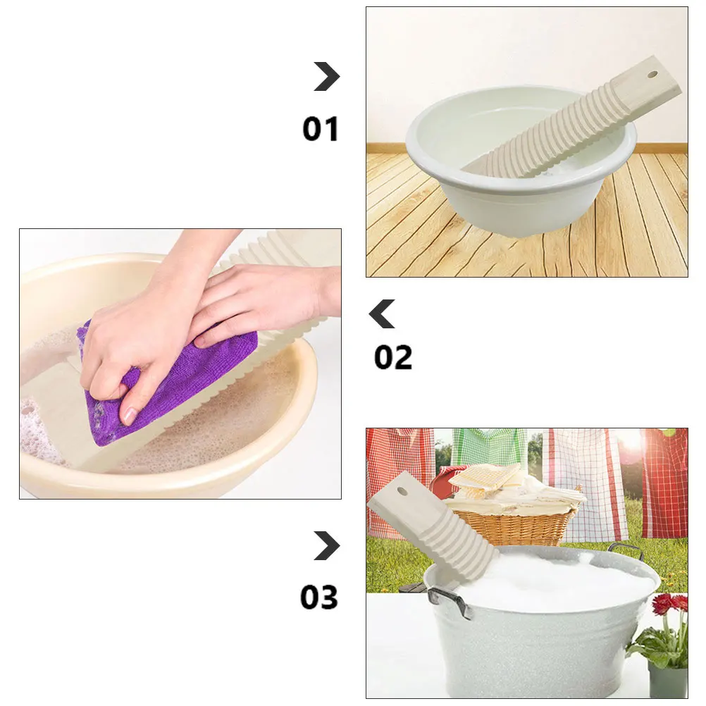 

Wooden Washing Board H held Anti aging Wear resistant Durable Smooth Natural Solid Travel Size Clothes Cleaning Tools