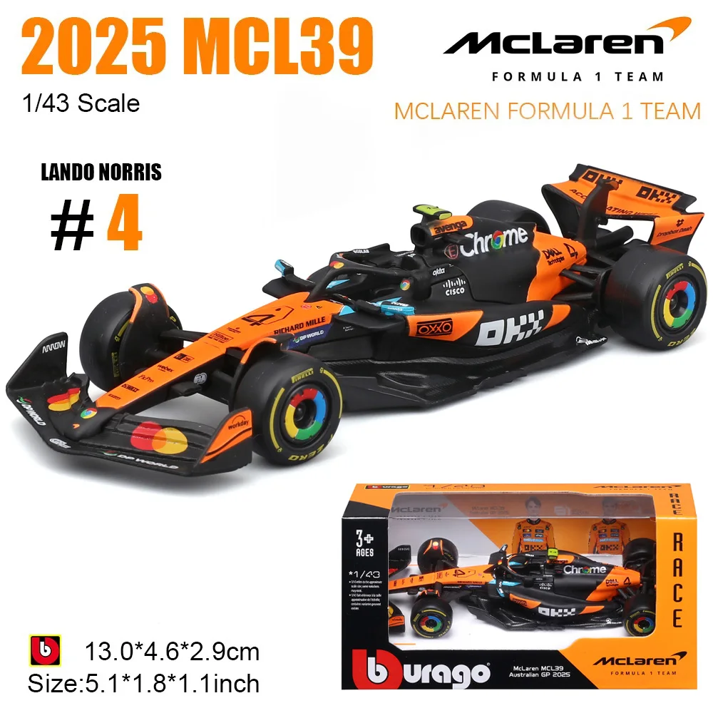 جديد في المخزون Bburago 1:43 2025 F1 اليابان ريد بول Rb21 سبيكة نماذج مصغرة فيراري Sf25 # 44 Rb21 Verstappen Mcl39 W16 لعبة السيارة #4