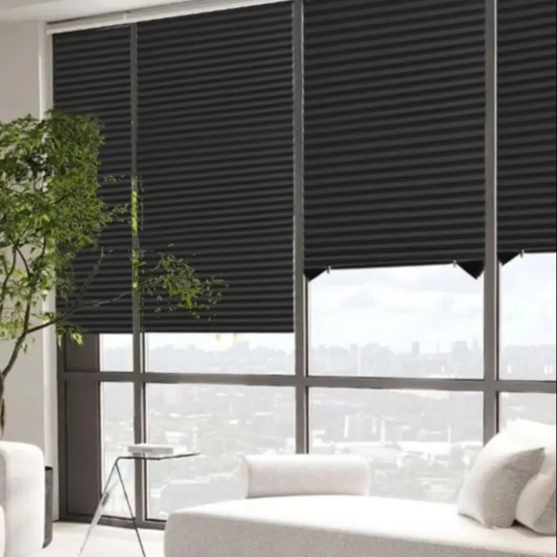 Self-adhesive Pleated Curtain Half Blackout Windows Blinds Privacy Light Control Curtain 2025 UV Protection No-drill Curtain