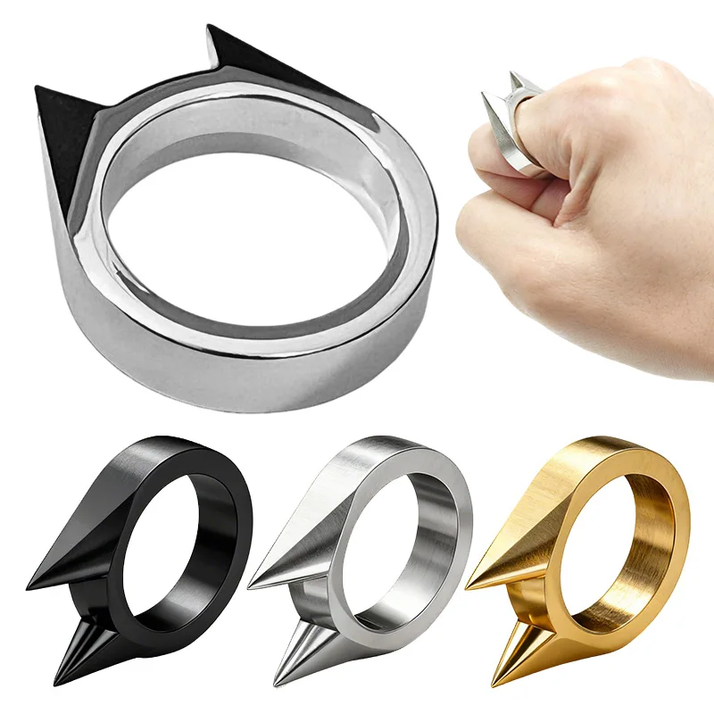 แหวนป้องกันตัว, ที่ทุบกระจก, เครื่องประดับนิ้วที่มีเอกลักษณ์เฉพาะตัว, ป้องกันตัวและป้องกันหมาป่า, โลหะผสมสังกะสี, เส้นผ่านศูนย์กลางภายใน 20 มม.