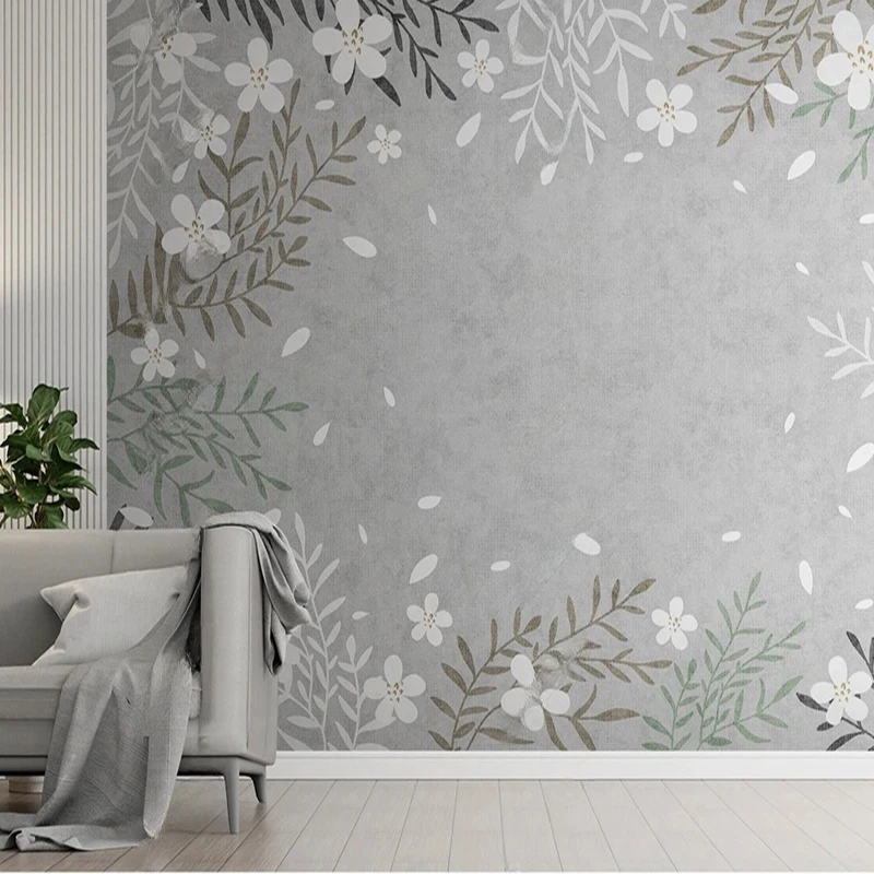 Custom Size Mural Nordic Simple Plant Flower Retro Wallpaper Living Room Bedroom Kitchen Decoration Art Background Wall Paper 3D