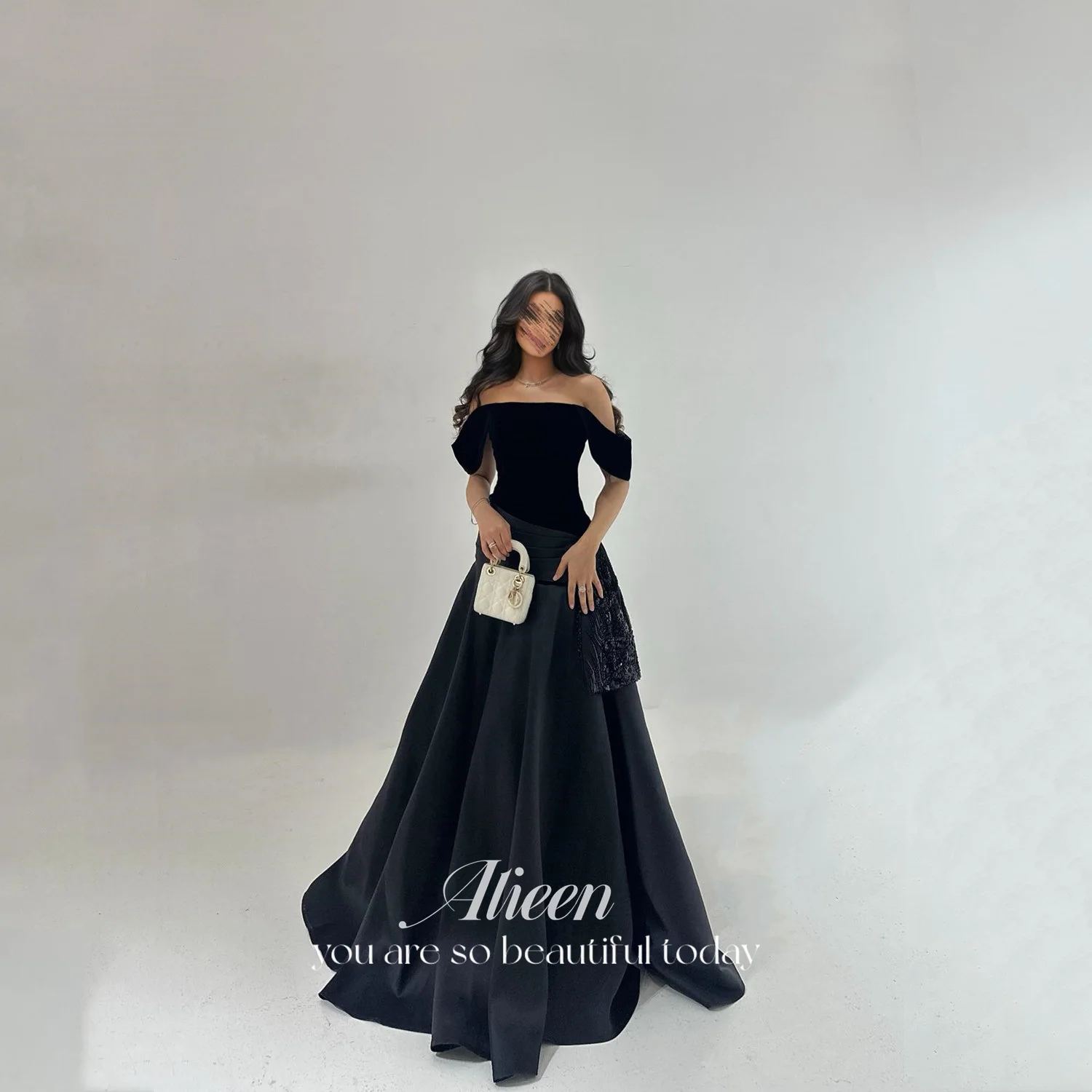 

Aileen Customized Women's Evening Dress Vestidos De Festa Womens Dresses for Special Occasions Black Satin فساتين سهرة Prom Gala