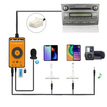 Moonet Bluetooth sada do auta USB AUX 3,5mm handsfree adaptér CD měnič pro Toyota 6+6pin RAV4 Corolla Avensis Auris Camry 8 nejlepší prodej Bluetooth adaptér pro Toyota Corolla - №4