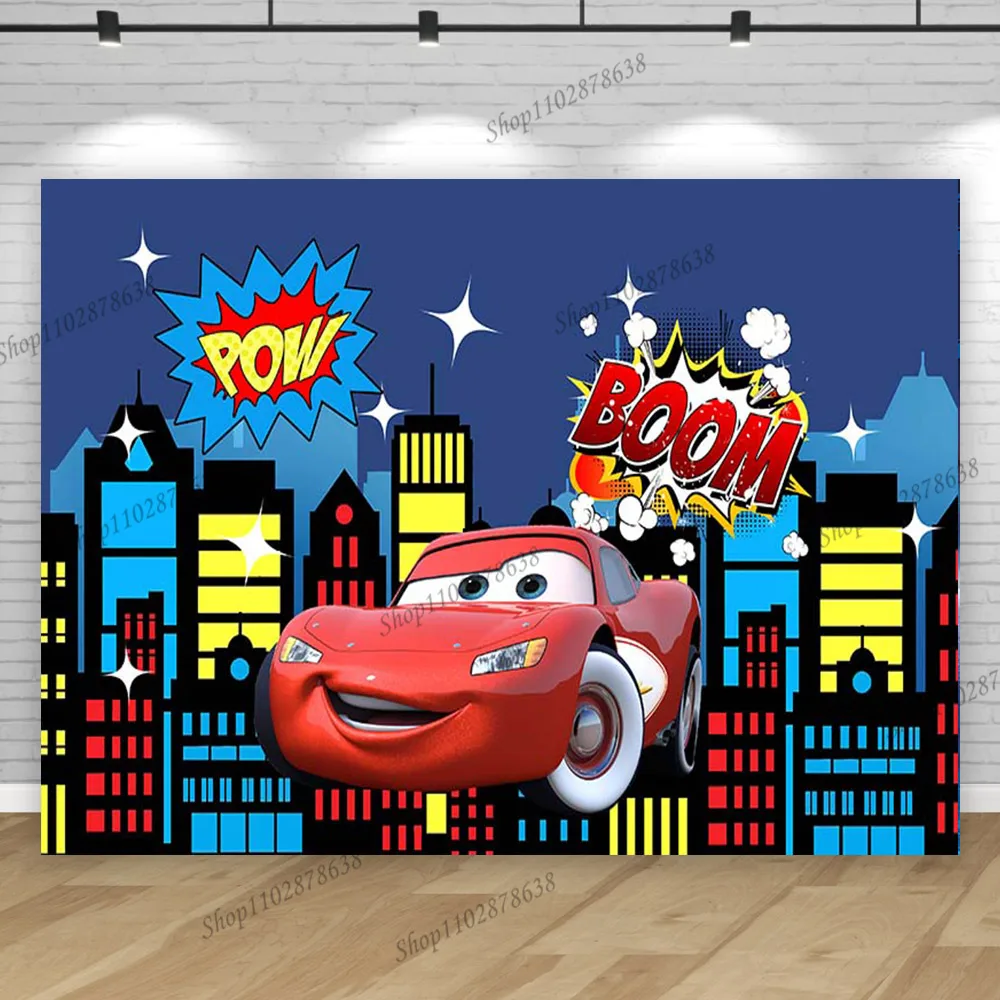 Cars Backdrop For Birthday Party Boy Kids Baby Shower Background Lightning Mcqueen Red Runway Photo Design Banner Props Vinly