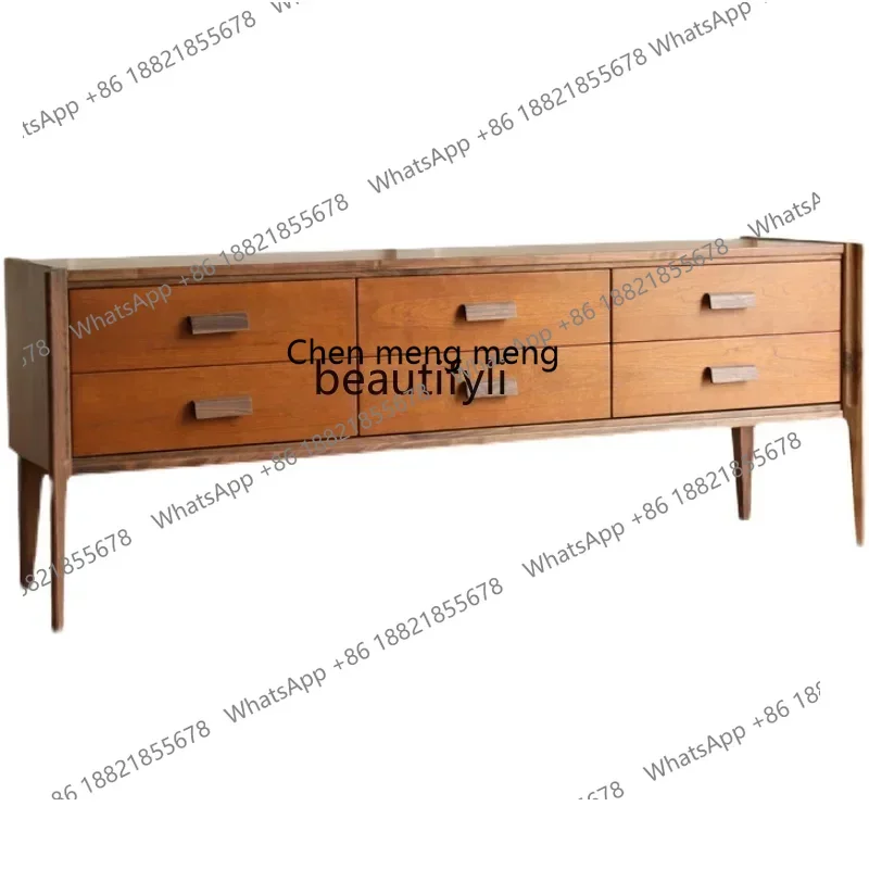 G153  Retro French entrance cabinet medieval solid wood TV cabinet living room corridor dining side cabinet
