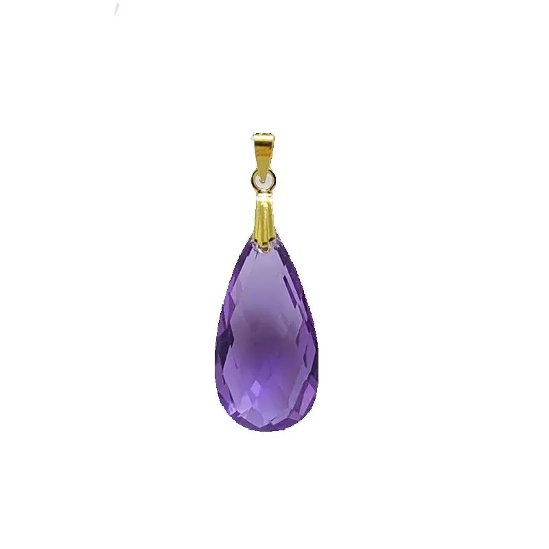 shilovem 18k yellow piezoelectric amethyst Pendants fine Jewelry women trendy no necklace classic new  9*18mm   yzz091878z