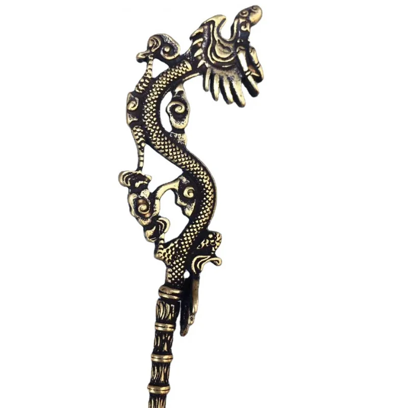 ในสต็อกโบราณเงินทิเบต Dragon HEAD Hairpin สไตล์ทิเบต Simple Silver Hairpin สไตล์ทิเบตชาติพันธุ์ WIND Blossom ความมั่งคั่ง