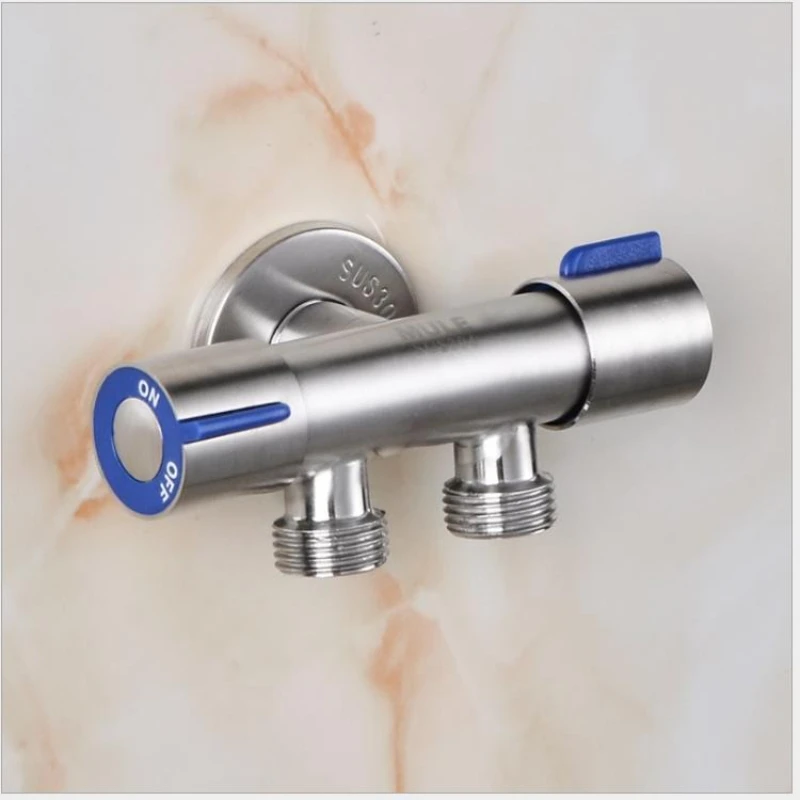 

Нержавеющая сталь, одинарная холодная вода, 1 в 2, угловой клапан для ванной комнаты, туалета, стиральная машина, двойной выпуск, водопроводный кран