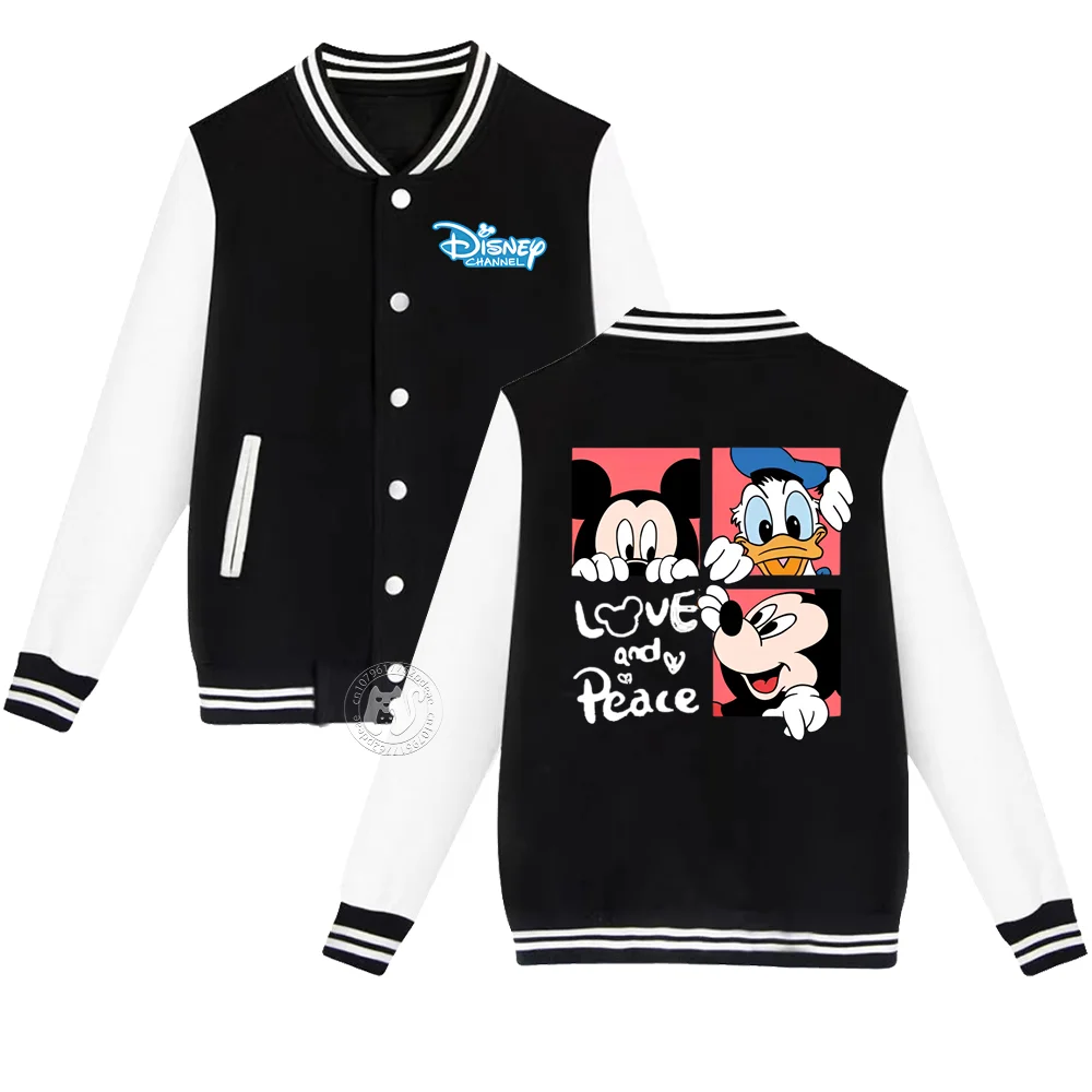 Disney Children Mickey Mouse & Donald Duck Print Autumn/Winter Thick Warm baseball uniform Long Sleeve jacket for boys and girls