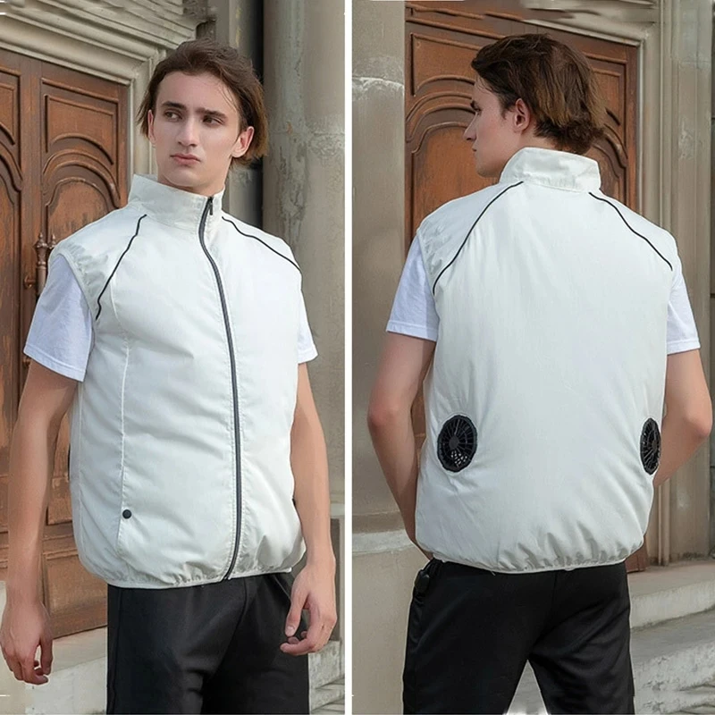 Men Summer Air Conditioning Clothing Fan Cooling Vest 2022 New USB Charging Cooling Sport Man Outdoor Solid Color Coat Plus Size