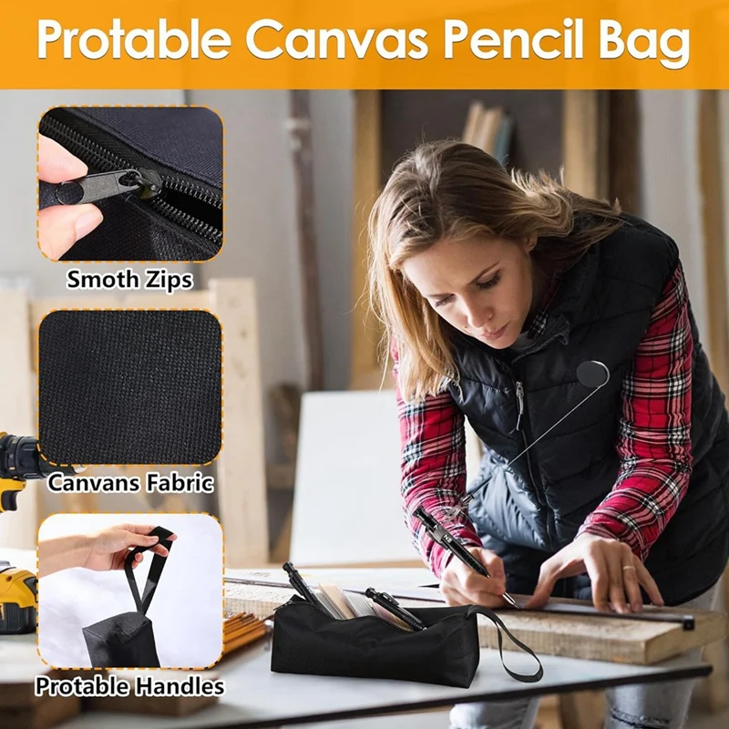 Mecânica Carpintaria Lápis Set, Retrátil Pen Holder para Arquiteto com Canvas Case, 36 Recargas