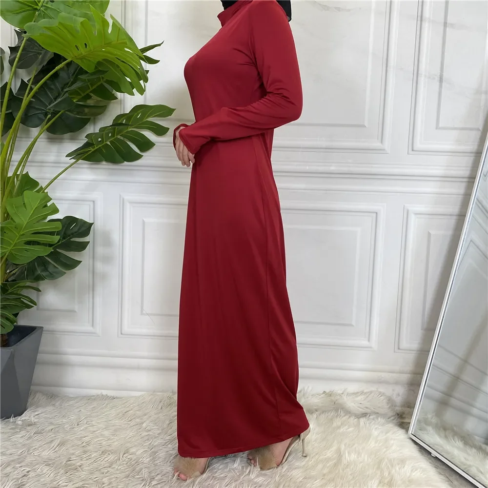 UNI New Muslim Women Inside Join Dress Middle East Dubai Abaya Turkey Kaftan Islamic Clothing Femme Arabic Solid Color Vestido