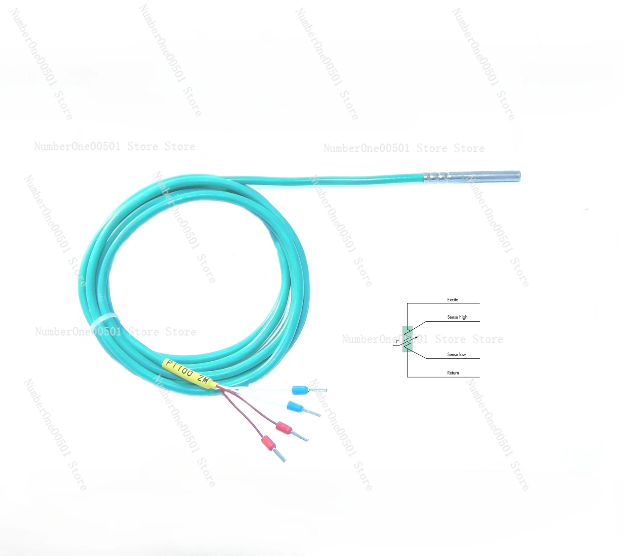 Thermal Resistance PT100 Temperature Sensor Probe 1/3B Class AA Class Four Wire System High Precision