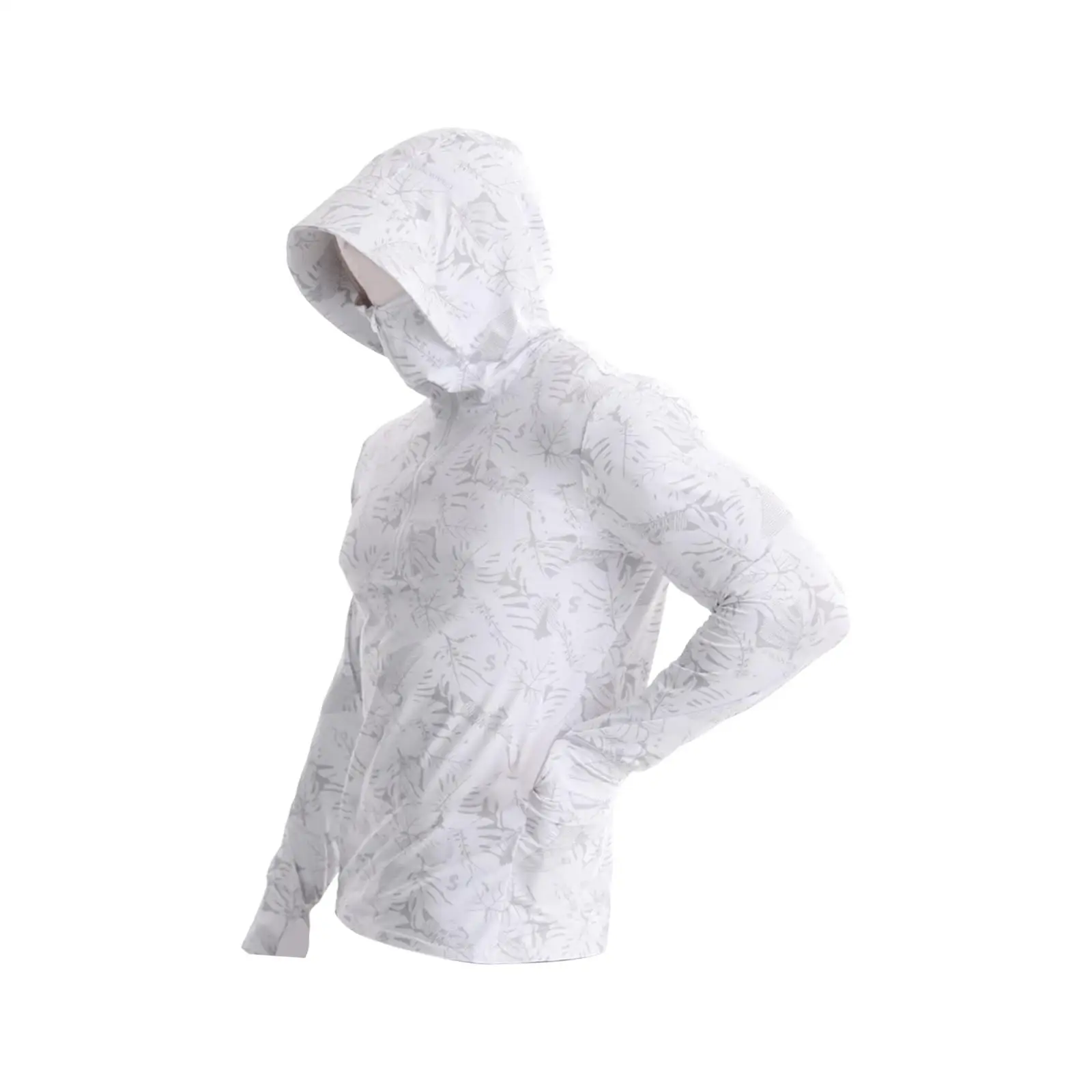 Breathable Quick Dry Mens Sun Hoodie UPF 50 Long Sleeve Fishing Shirt with Thumbholes Face Mask Lightweight Summer Hiking