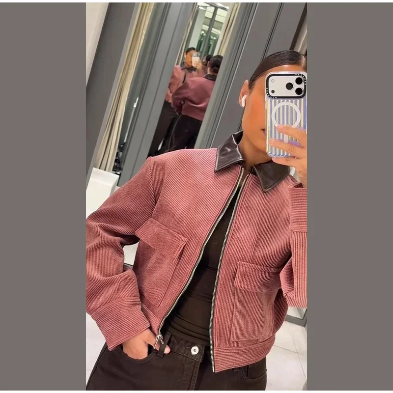 Damen Spitzen-Blazer-Jacke mit V-Ausschnitt, langen Ärmeln und Schnürung an der Taille, kurzer Mantel, Herbst 2026, High-Street-Oberbekleidung – Detail 27