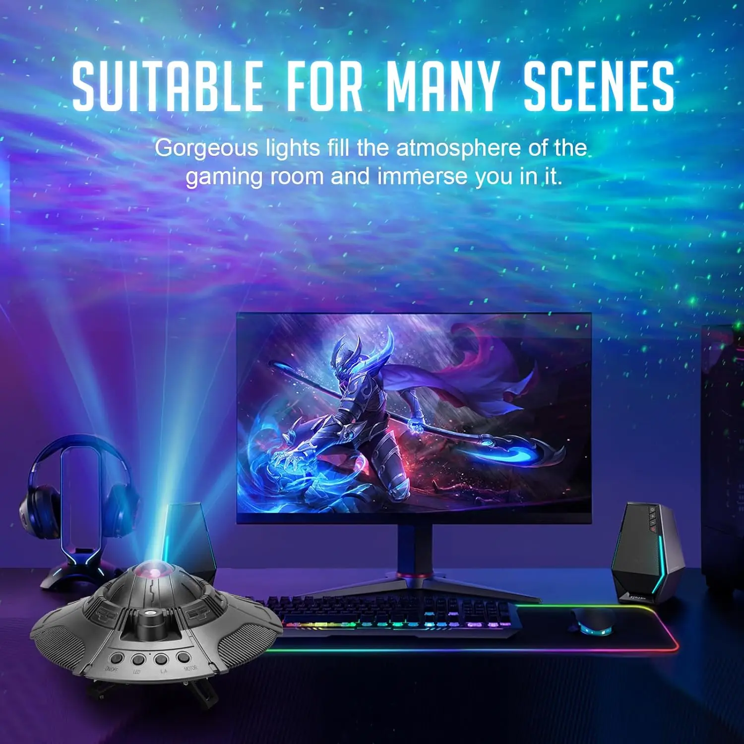 UFO Galaxy Projector, Star Projector, Led Lights for Bedroom, Night Light for Kids Adults Room Ceiling Starry Nebula Decoration