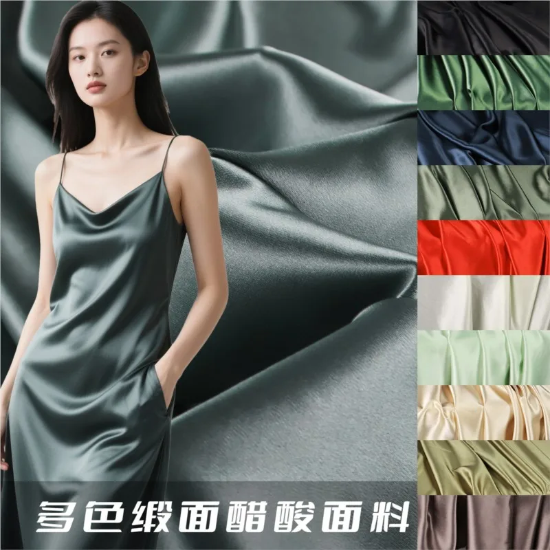 Heavyweight drape multi-color solid color triacetate satin fabric for suit dresses and evening gowns