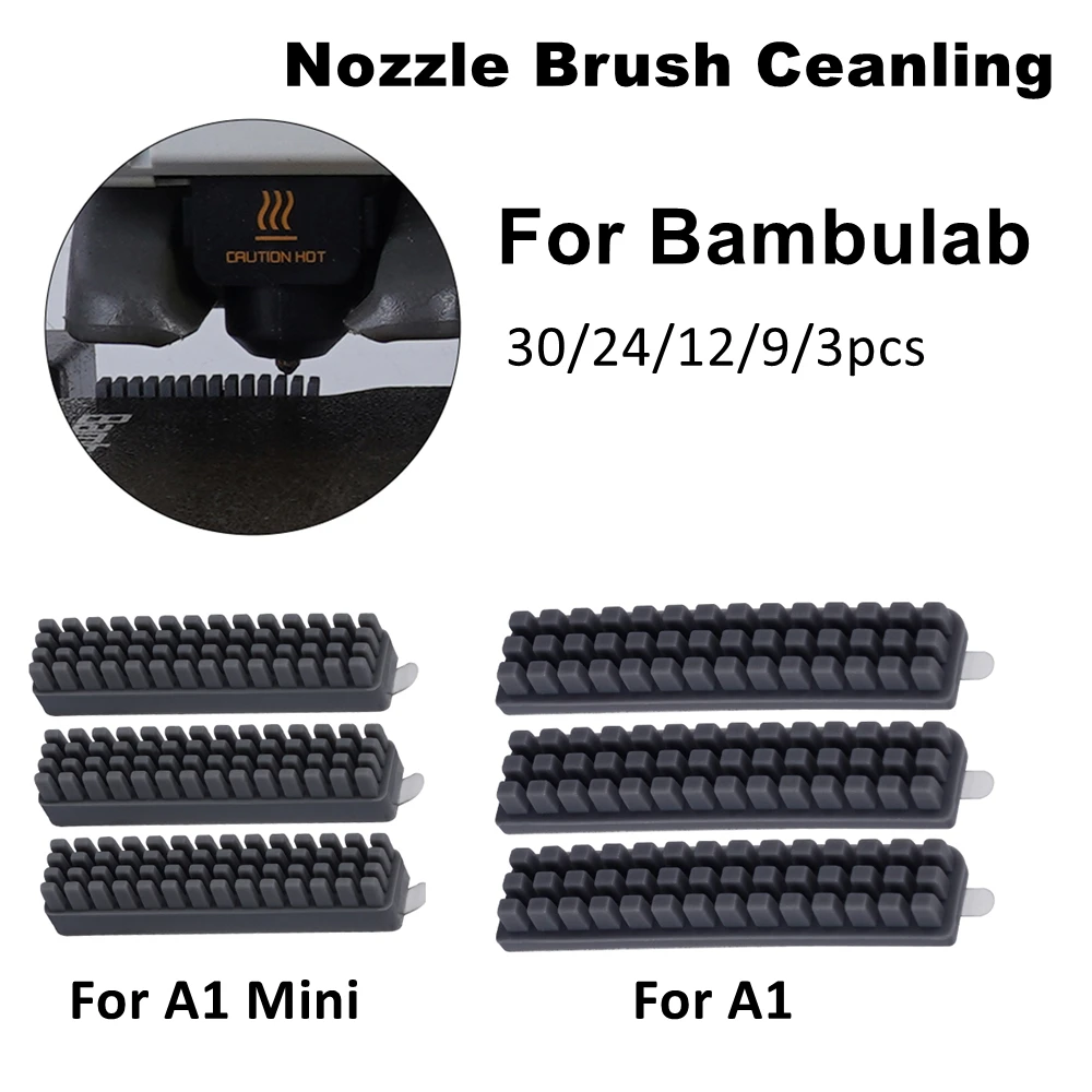 For Bambu Lab A1/A1 Mini Nozzle Brush Silicone Wiper Hotbed Mounted Scrubber Nozzles Cleaning Tools For Bambulab ,30/24/12/3pcs