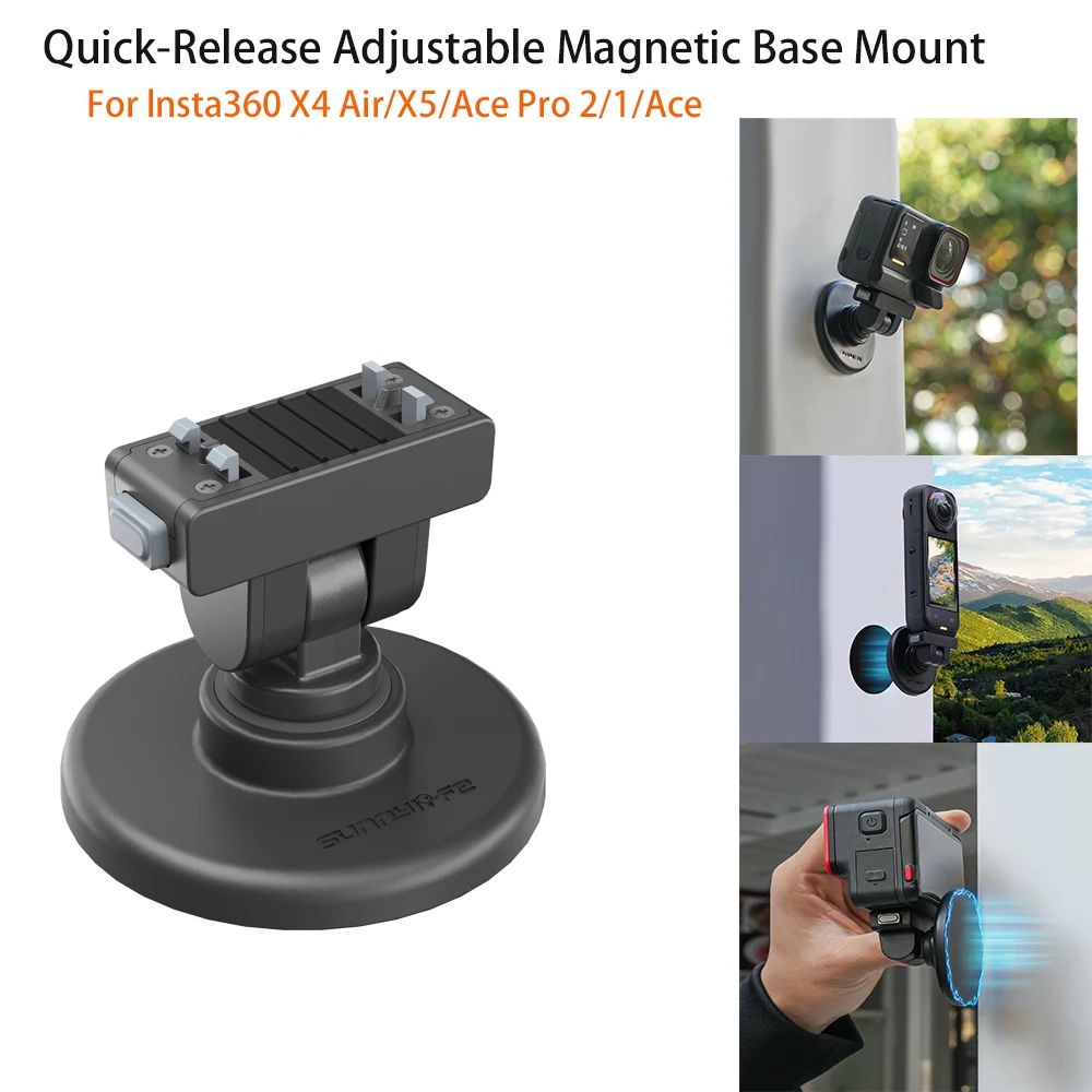 Verstellbare magnetische Adapterhalterung mit Saugnapf für Insta360 X5/X4 Air/Ace Pro 2/Ace für Auto/Radfahren/Vlog-Kamera-Zubehör