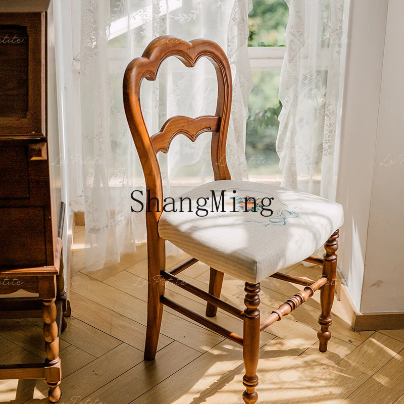 

ZYY medieval home living room dining room retro leisure chair dresser makeup chair cafe back chair