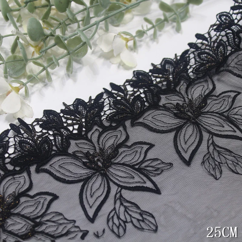 30Yards Big Flowers Embroidered Lace Trim Skirt Hem For Clothes Sewing Accessories Lingerie Dress