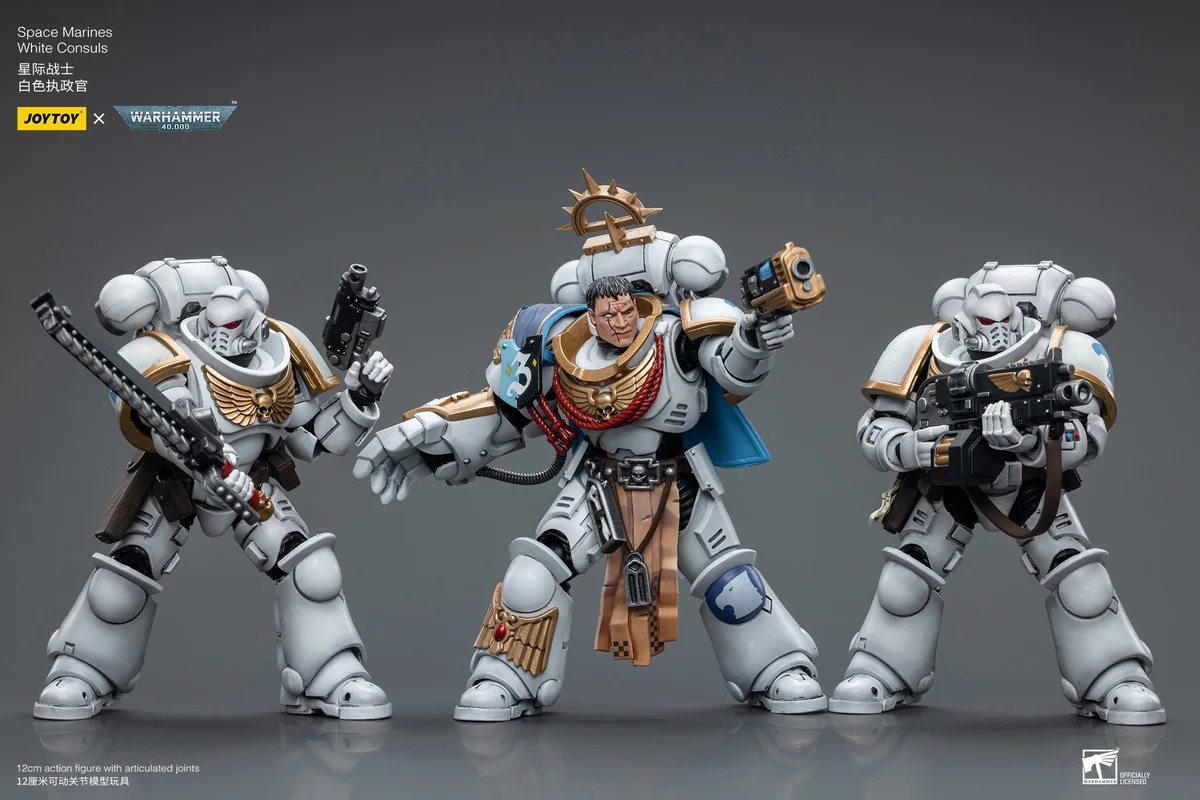 JOYTOY Warhammer 40K 1/18 Space Marines White Consuls Captain Messinius Intercessors Action Figure Model Toys For Collection