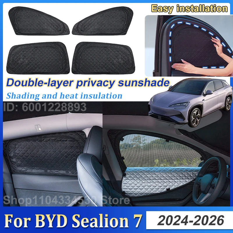 

Car Double Layer Sun Shade For BYD Sealion 7 EV Accessories 2026 2025 2024 Mesh Sunshade Sunscreen Window Windshield Visor Parts