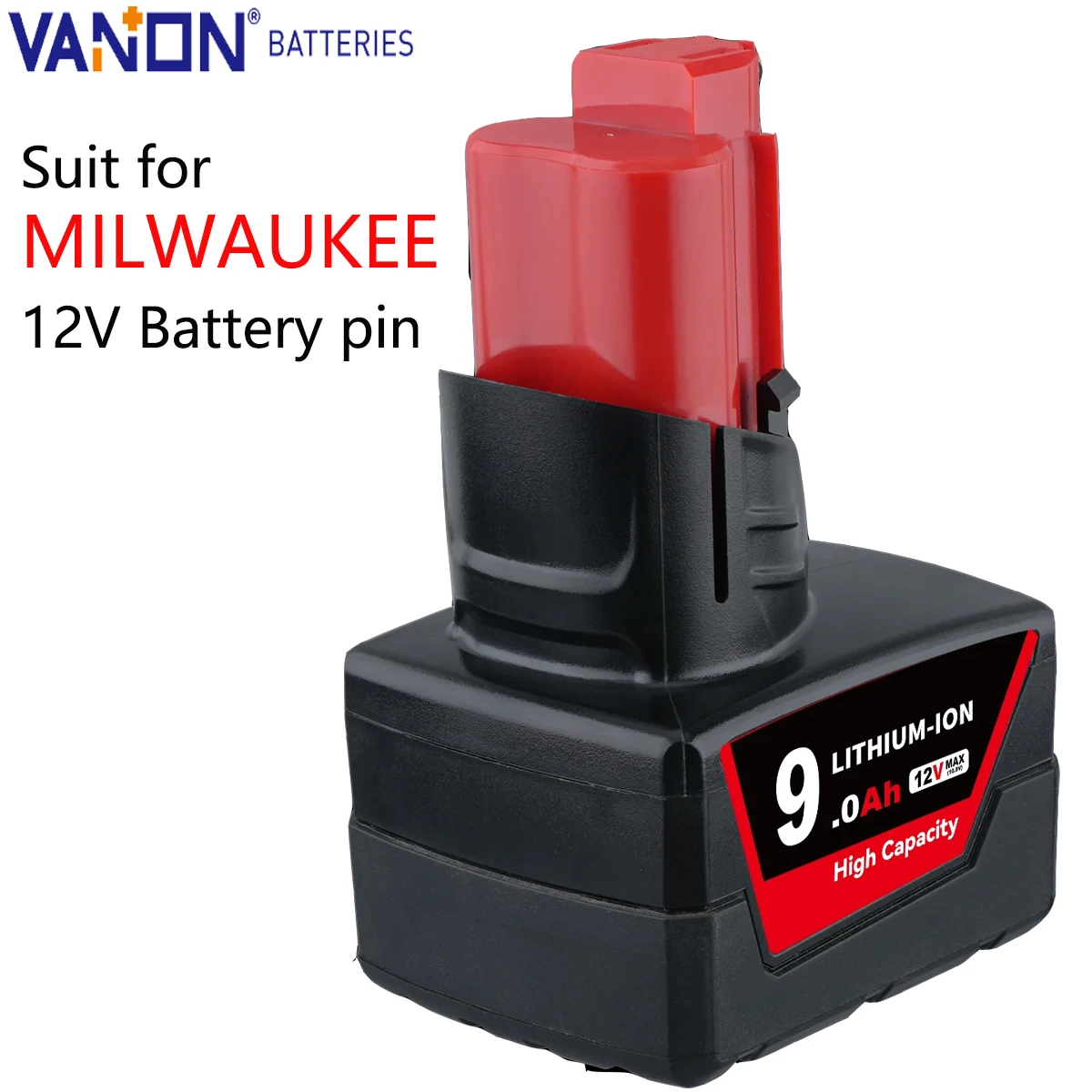 

Vanon 12V 9.0Ah M12 Lithium Battery Replace for Milwaukee XC 48-11-2410 48-11-2420 48-11-2411 Cordless Power Tools Battery pin