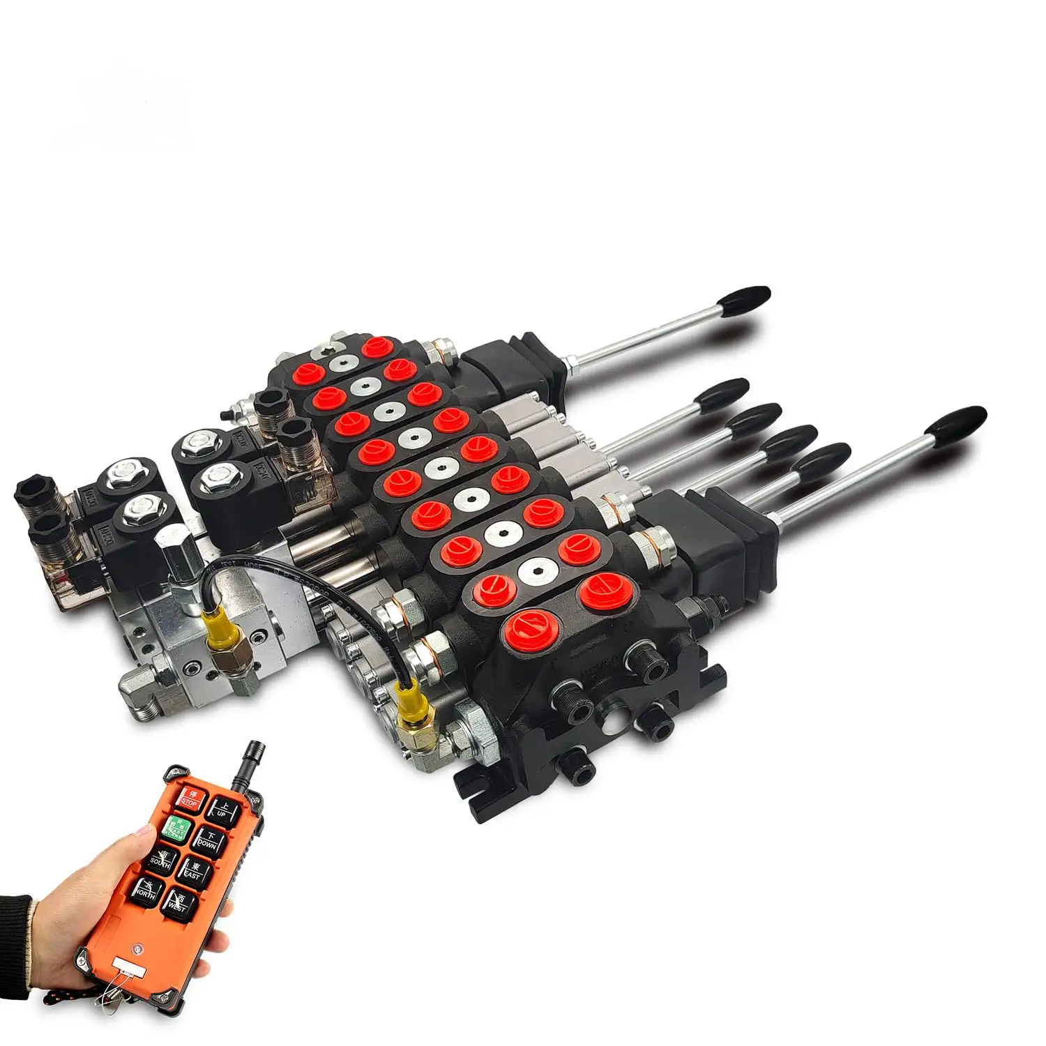 

G1/2 Hydraulic Directional Sectional Double Control Valve 9 Spool W/ 2 Joystick