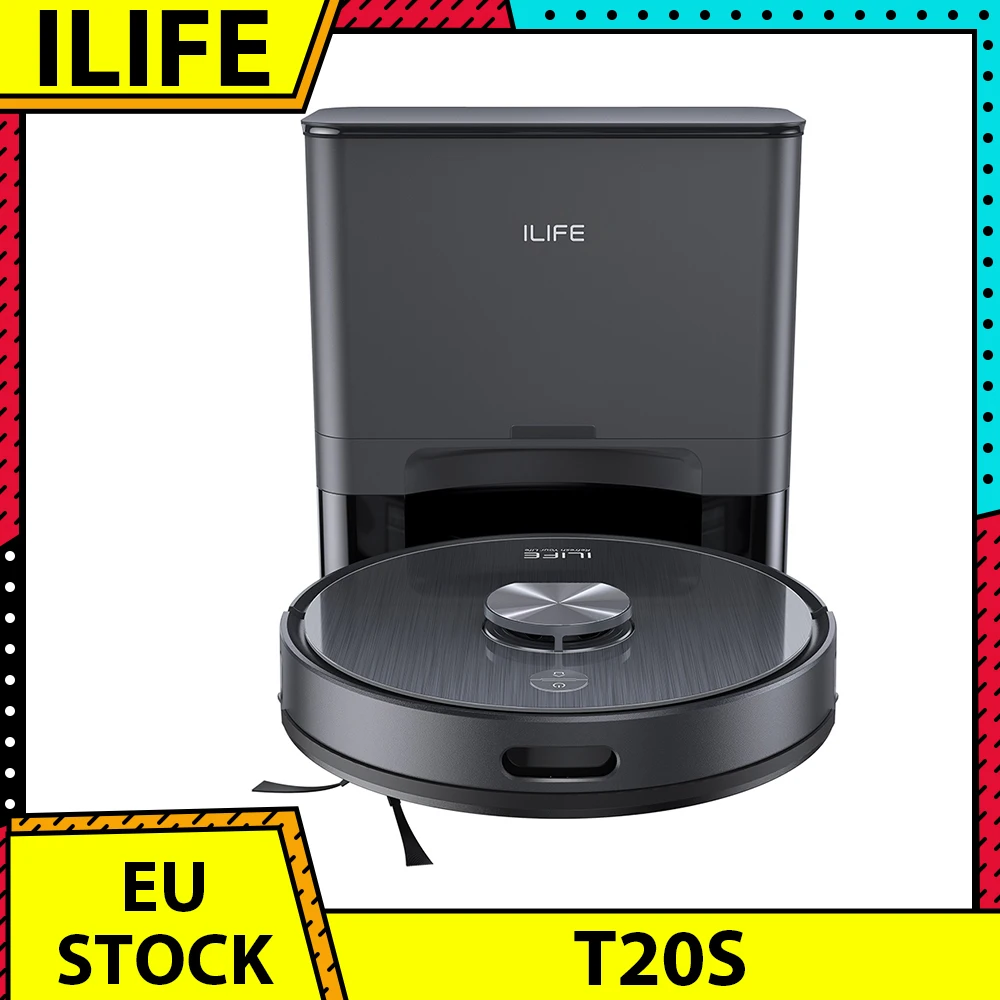 ILIFE T20S Robot Vacuum Cleaner, 5000Pa Suction Power, 260mins Runtime, Self-Emptying Station System, LDS Navigation App Control