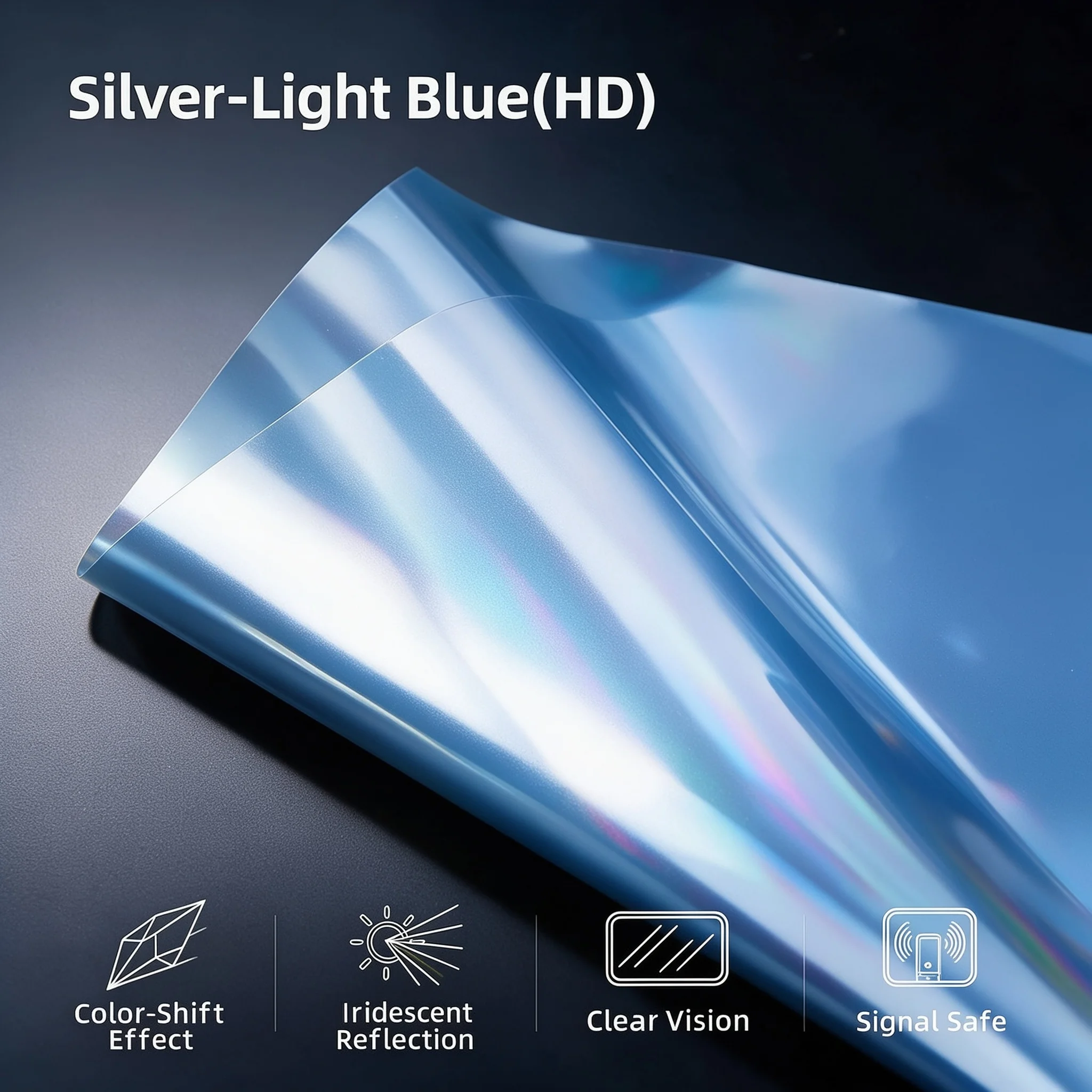 Silver Light Blue HD Privacy Glass Tint Roll PET Material One Way Vision Anti UV Heat Blocking For Residential Office Vehicle Wi