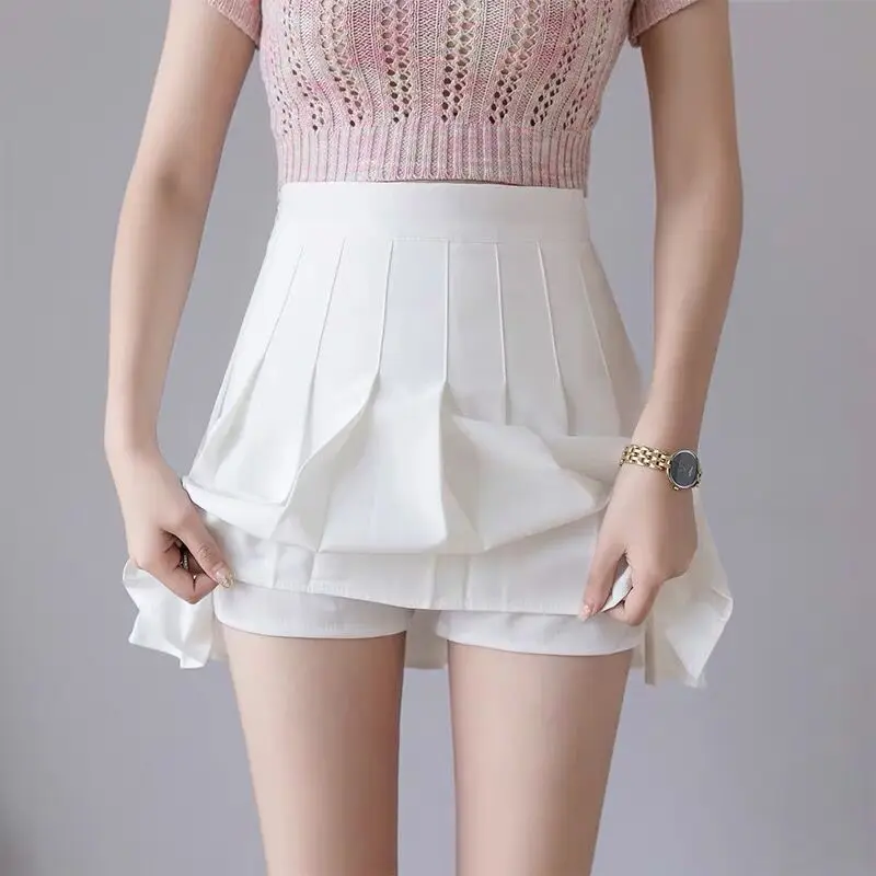 2021 Spring Summer Korean Skirt Shorts Women High Waist Sexy Mini Skirt School Short Pleated Kawaii Japanese Pink Skirt Female