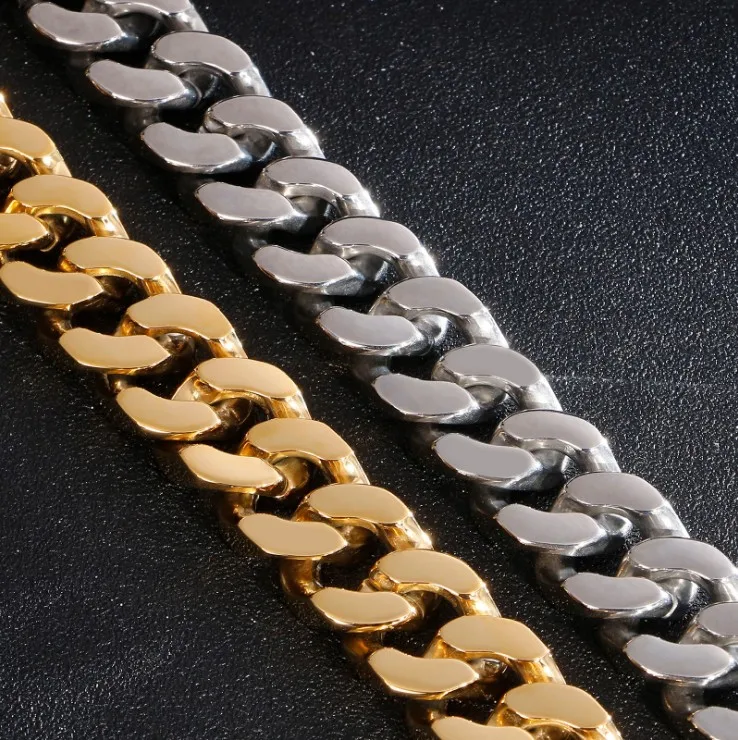 20MM Heavy Punk Retro Cuban Curb Chain Necklace Men Women Hiphop Chunky Gold Color Stainless Steel Biker Bike Necklaces Jewelry