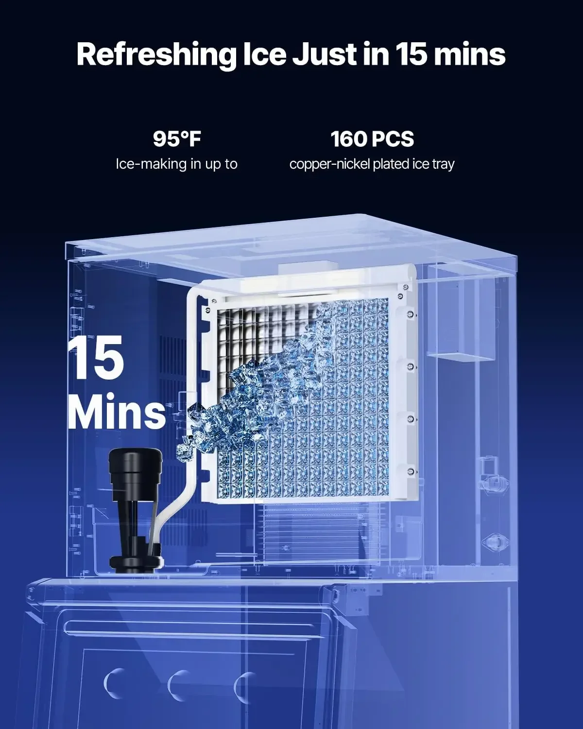 Commercial Ice Maker Machine - Head, 360 Lbs/Day Stainless Steel Ice Machine with Self-Cleaning, Scheduled Ice-Making, Adjustabl