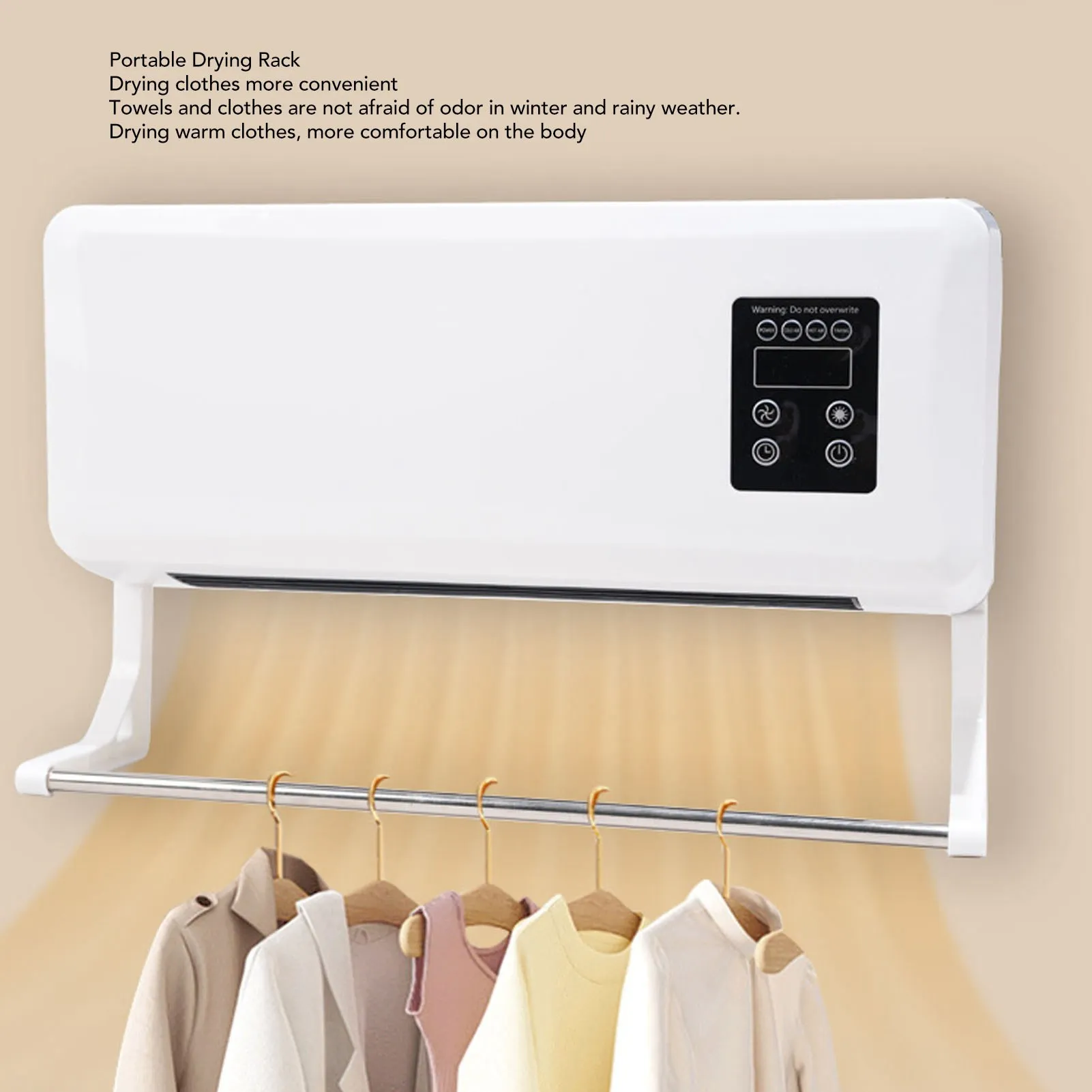 1500W ABS Wall Heater with Remote Control and Towel Rack - Fast Heating and Cooling for Bathroom and Bedroom