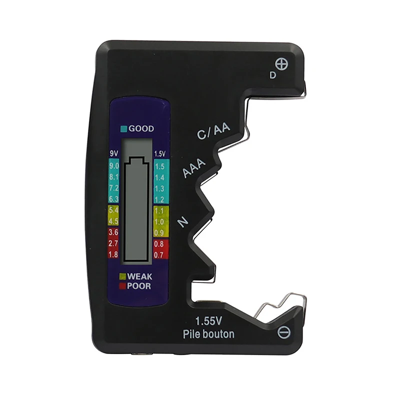 Portable Digital Battery Checker with Capacitance Diagnostic Feature, Tests AA AAA C D N 3V Button Cells