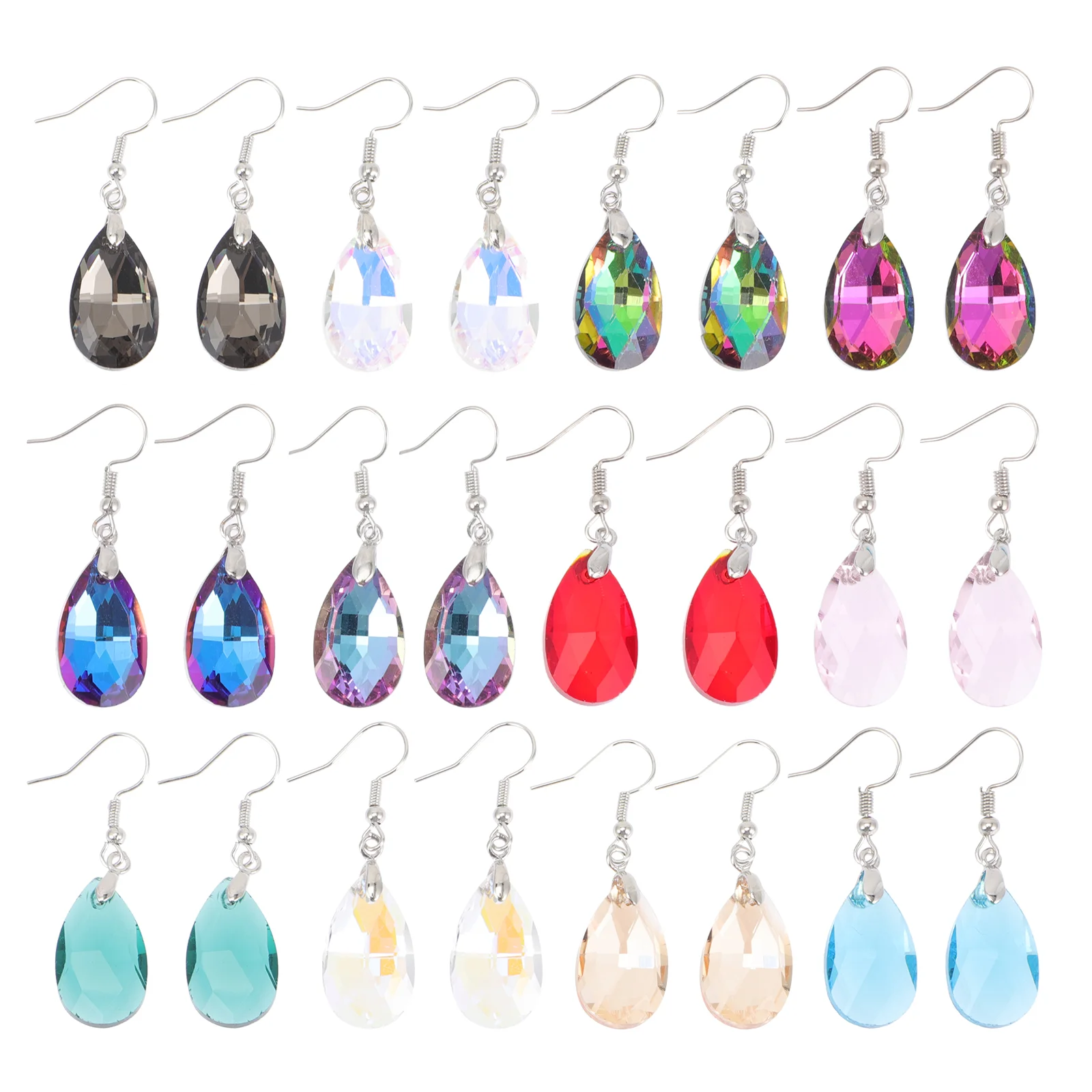 

12 Pairs Crystal Drop Earrings Charming Pendant Daily Wear Dangle Women's Bridesmaid