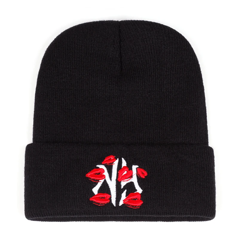 2025 جديد بسيط وعصري قبعة الفول نيويورك LA Lipprint المطرزة محبوك قبعة في الهواء الطلق الترفيه اليومي الهيب هوب قبعة بلا حدود قبعة #2