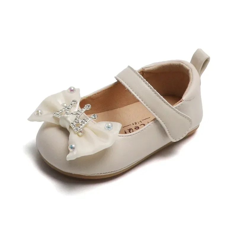 

Toddlers Causal Girls Leather Shoes Non-slip Kids Fashion Princess Shoes Elegant Bowknot Children's Walking Flats Versatile Soft