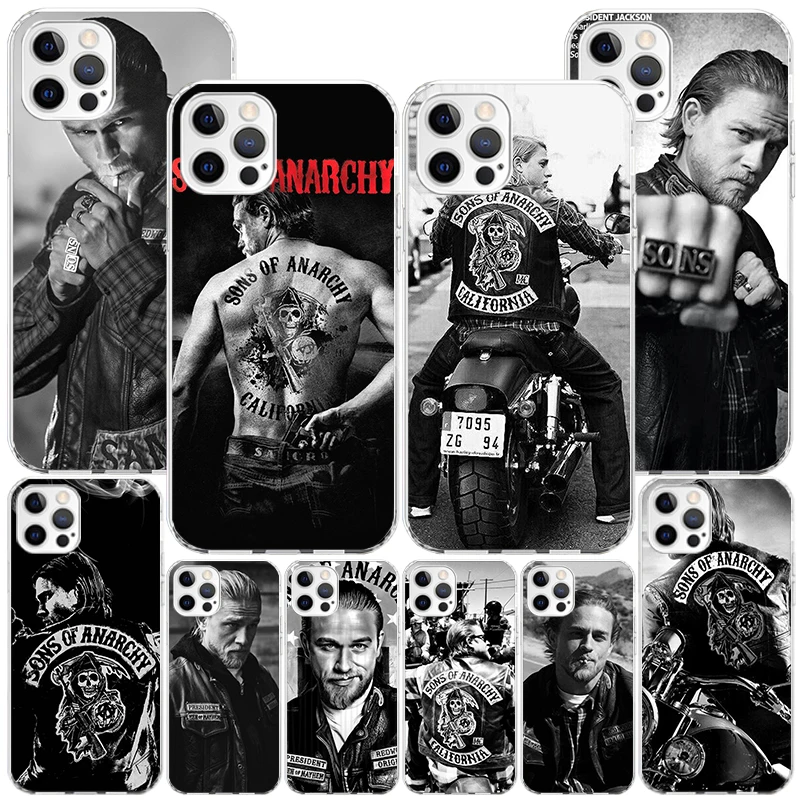 Sons Of Anarchy Black Phnoe Case for Iphone 11 12 13 Mini 14 15 Pro Max X Xs Xr 7 Plus 8 + Apple 6S SE 2020 Unique Cover Coque