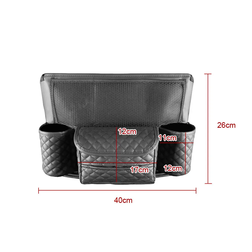 PU Leather Car Seat Storage Bag Auto Seat Back Hanging Pocket for Stowing Car Seat Organizer Holder for Tissue Drink with Mesh